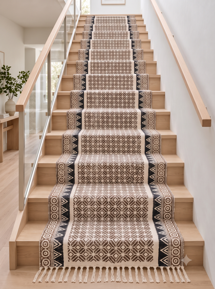 Washable Non Slip Stair Runner/Hallway Runner/Entryway Rug, Custom Size Cotton Stair Treads Runner
