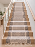 Cotton Kilim Stair Runner Rug, Washable Anti Slip Stair Treads Runner, Custom Size Stair Carpet Runner