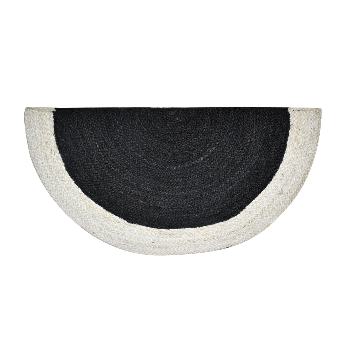 Black White Jute Doormat Rug, Half Circle Jute Rug for Front Door Entrace, Half Moon Welcome Doormat