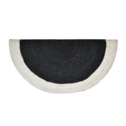 Black White Jute Doormat Rug, Half Circle Jute Rug for Front Door Entrace, Half Moon Welcome Doormat