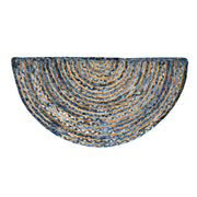 Braided Denim Jute Half Circle Rug for Front Door, Half Moon Entryway Rug, Half Moon Welcome Doormat