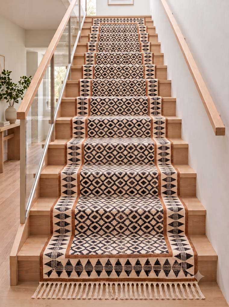 Non Slip Cotton Stair Runner, Custom Cotton Stair Runner / Hallway Runner/ Entryway Rug/Bath Mat
