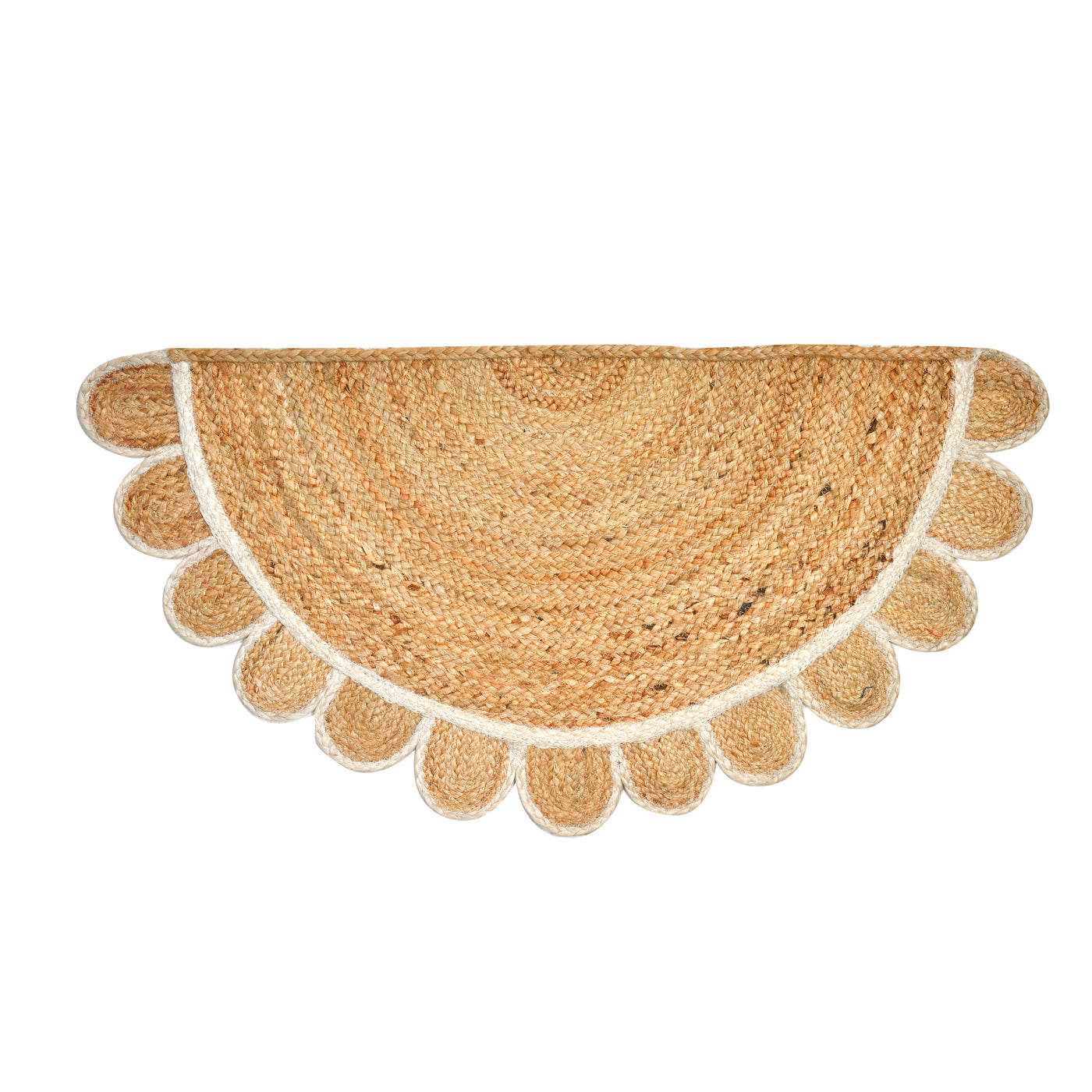 Half Circle Scalloped Doormat, Half Moon Jute Scalloped Rug for Front Door, Scalloped Doormat for Kitchen