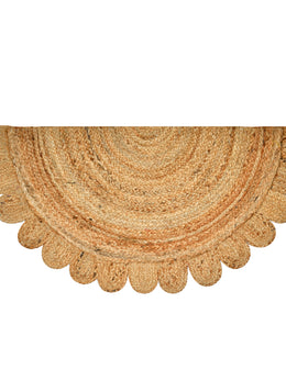 Scalloped Doormat, Half Circle Jute Scalloped Rug, Scallop Half Moon Doormat for Front Door