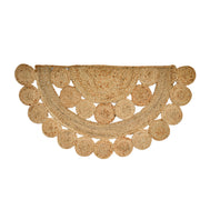 Bohemian Jute Doormat Rug for Entryway, Half Circle Jute Rug, Half Moon Doormat for Bathroom