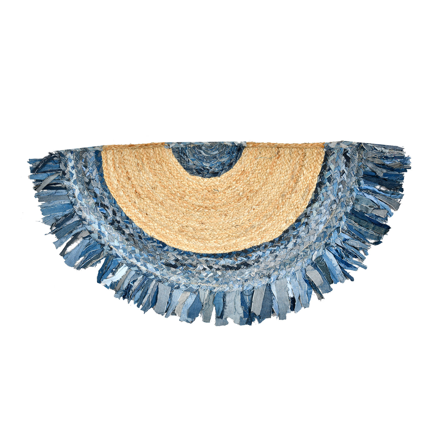 Half Circle Denim Rug for Entryway/Front Door, Half Moon Doormat for Bathroom/Kitchen