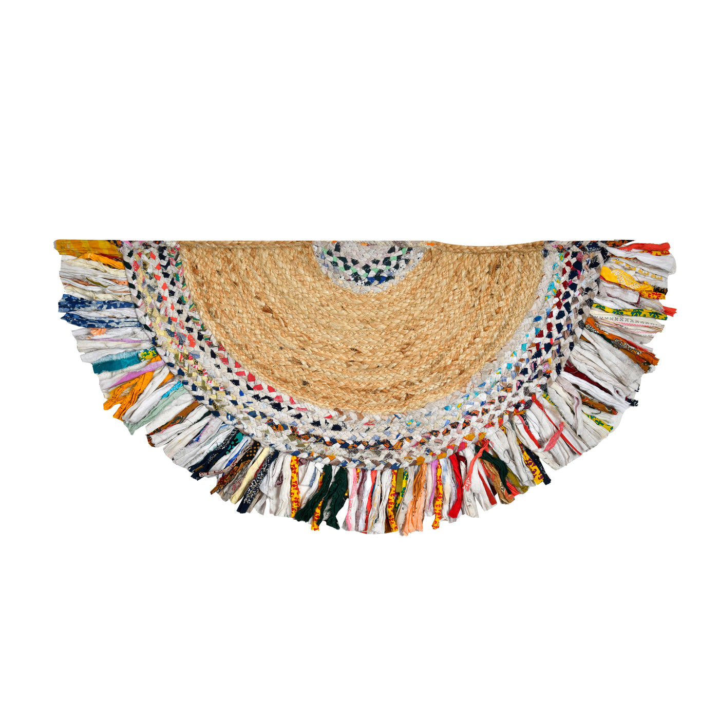 Handmade Half Moon Rug, Cotton Entryway Mat for Front Door Decor, Half Circle Doormat for Bathroom