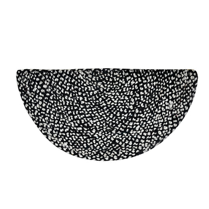 Braided Half Moon Cotton Rug for Front Door, Bohemian Half Circle Welcome Doormat, Half Round Cotton Rug