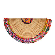 Half Circle Cotton Doormat for Farmhouse Decor, Braided Half Moon Entryway Doormat for Front Door