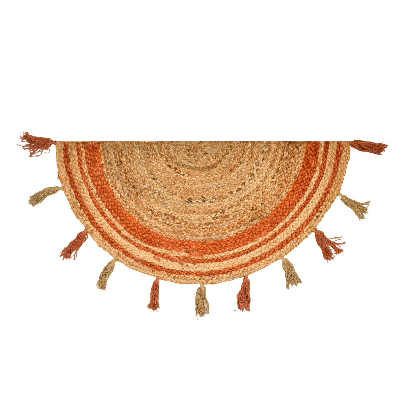 Bohemian Jute Doormat for Front Door, Half Circle Entryway Rug, Half Moon Welcome Doormat