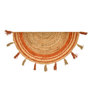 Bohemian Jute Doormat for Front Door, Half Circle Entryway Rug, Half Moon Welcome Doormat