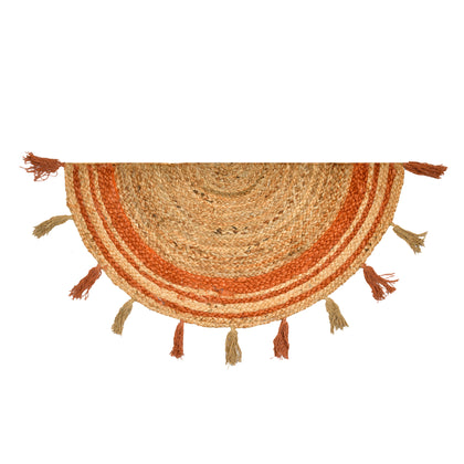 Bohemian Jute Doormat for Front Door, Half Circle Entryway Rug, Half Moon Welcome Doormat