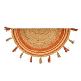 Bohemian Jute Doormat for Front Door, Half Circle Entryway Rug, Half Moon Welcome Doormat