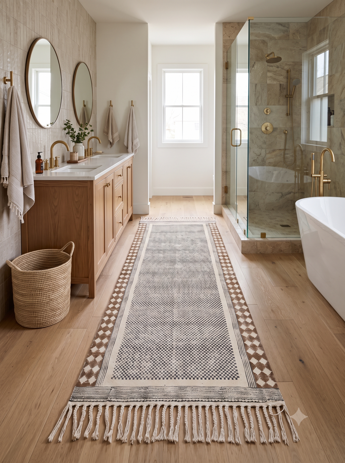 Custom Cotton Stair Runner, Anti Slip Stair Runner Rug, Washable Stair Treads Carpet