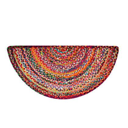 Handwoven Cotton Half Circle Doormat for Bathroom/Kitchen/Entryway/Frontdoor