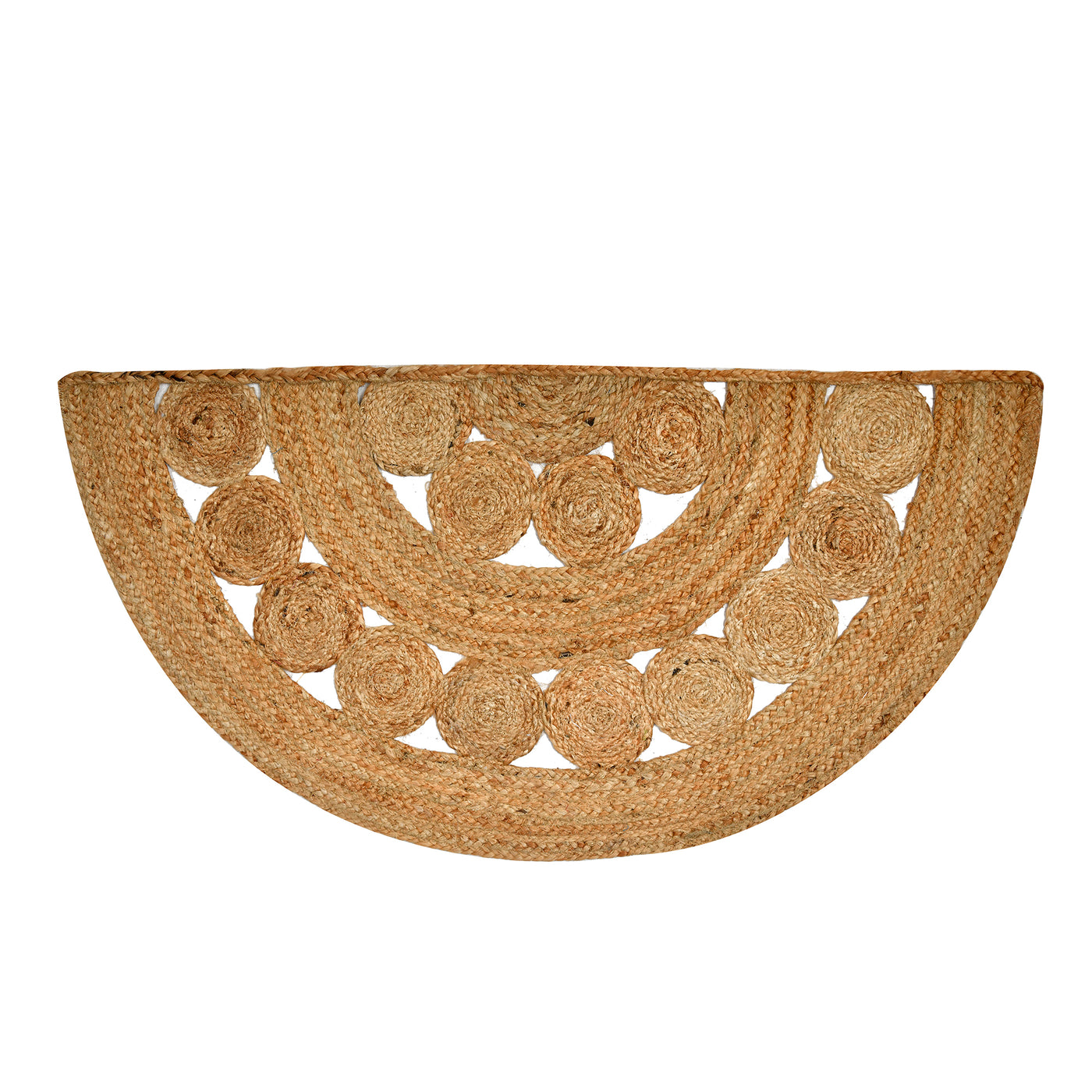 Natural Jute Braided Entryway Rug for Front Door, Half Moon Doormat, Half Circle Round Rug