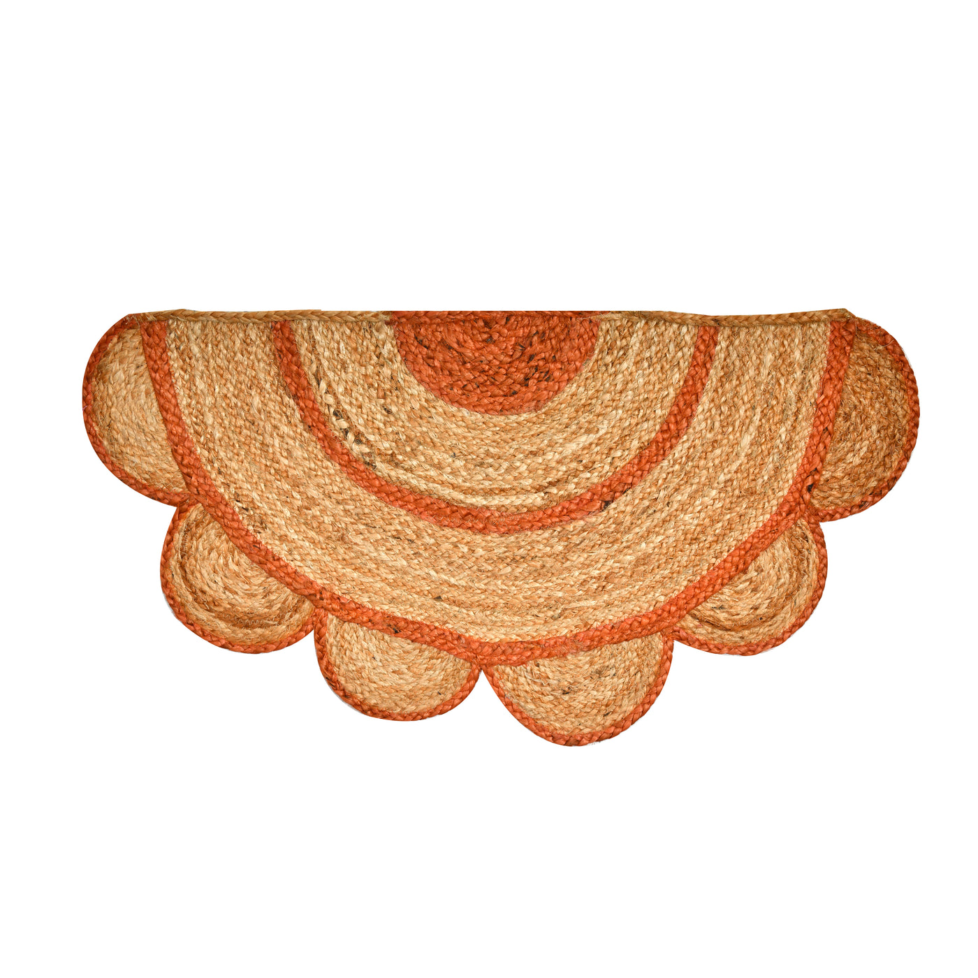 Half Circle Jute Rug for Front Door Decor, Bohemian Half Moon Doormat for Kitchen/Bathroom
