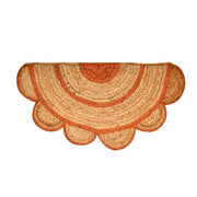 Half Circle Jute Rug for Front Door Decor, Bohemian Half Moon Doormat for Kitchen/Bathroom