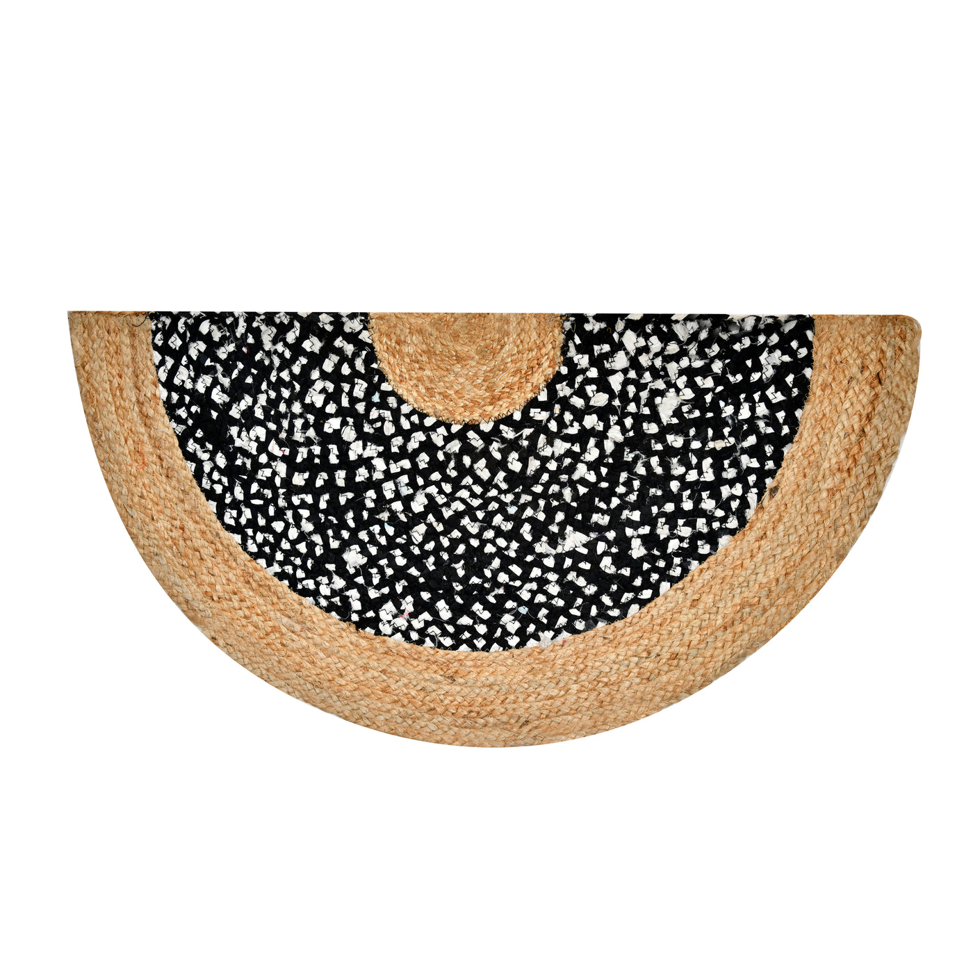 Braided Cotton Doormat for Front Door, Half Circle Entryway Doormat, Half Moon Jute Rug