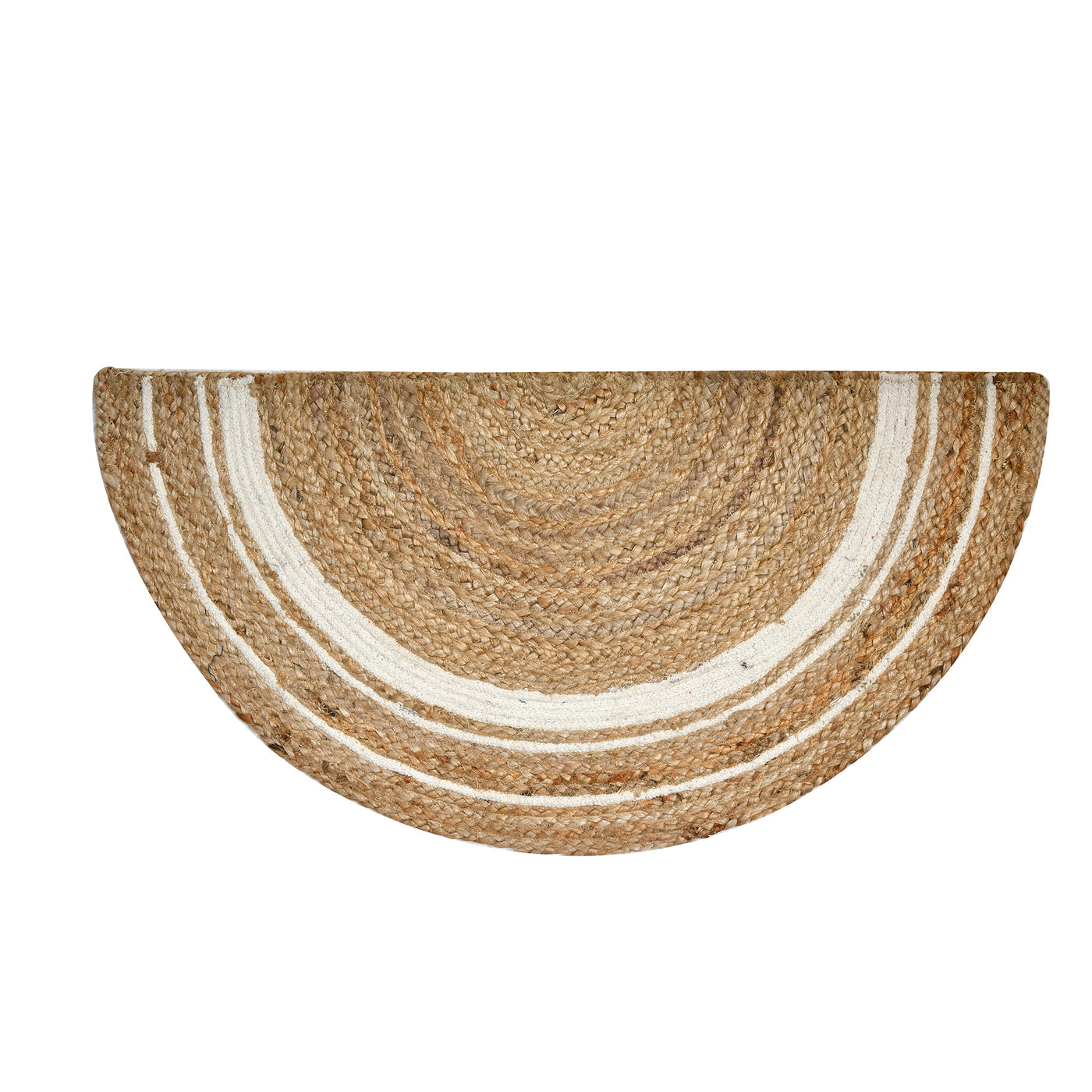 Striped Jute Doormat for Front Door, Half Moon Jute Rug, Braided Entryway Doormat Half Round Shape
