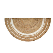 Striped Jute Doormat for Front Door, Half Moon Jute Rug, Braided Entryway Doormat Half Round Shape