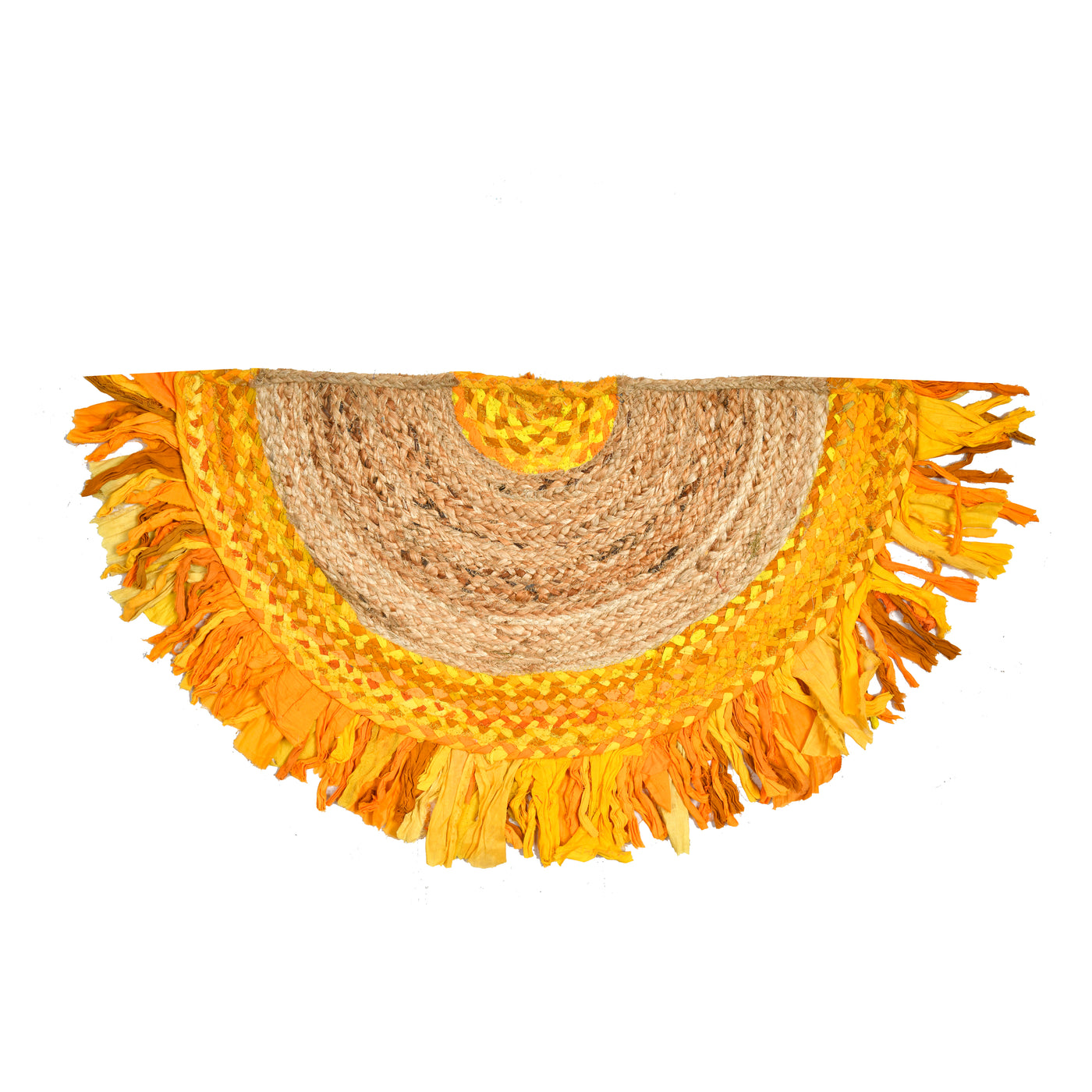 Braided Cotton Chindi Doormat Rug, Half Circle Doormat for Kitchen/Bathroom/Front Door