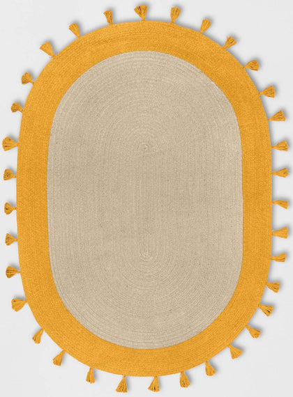 Handwoven Oval Jute Rug 8'x10' for Living Room Braided Oval Area Carpet Rug