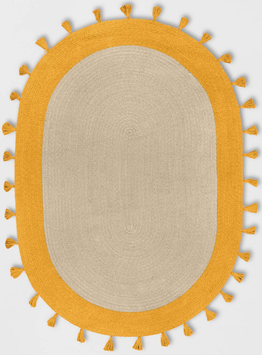 Handwoven Oval Jute Rug 8'x10' for Living Room Braided Oval Area Carpet Rug
