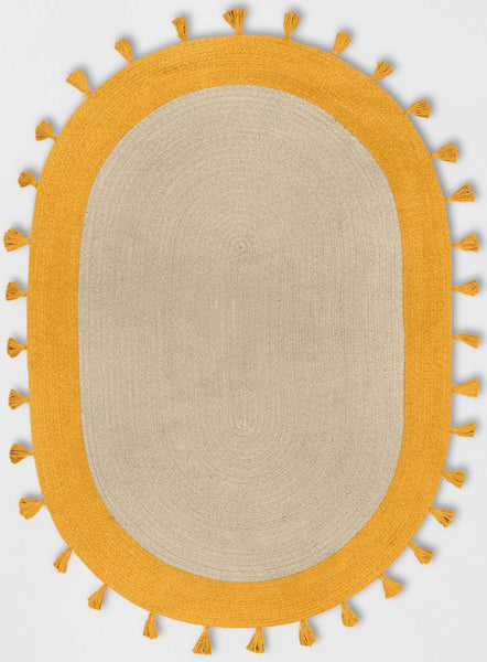 Handwoven Oval Jute Rug 8'x10' for Living Room Braided Oval Area Carpet Rug