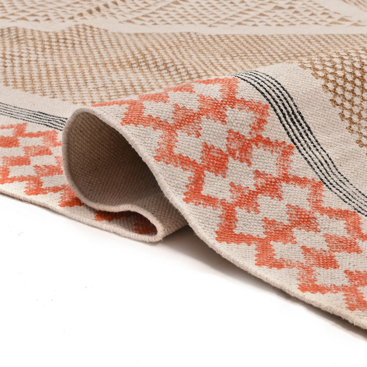 Washable Cotton Rug, Washable Area Rug, Hand Block Print Rug, Washable Hall Runner