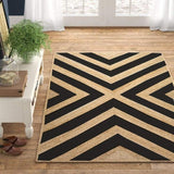 Black Area Rug, Large Jute Rug for Living Room, Zebra Pattern Rug for Bedroom, Jute Doormat