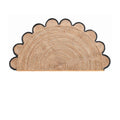Scalloped Jute Rug Doormat for Front Door, Scalloped Welcome Doormat, Half Circle Rug