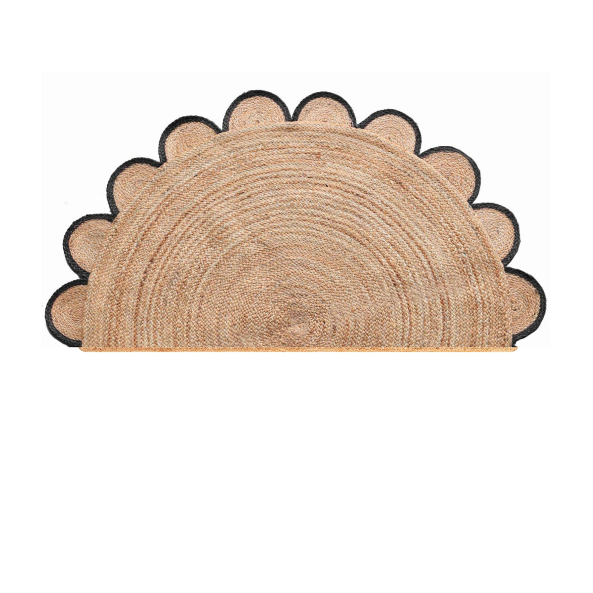 Scalloped Jute Rug Doormat for Front Door, Scalloped Welcome Doormat, Half Circle Rug