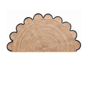 Scalloped Jute Rug Doormat for Front Door, Scalloped Welcome Doormat, Half Circle Rug