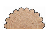 Scalloped Jute Rug Doormat for Front Door, Scalloped Welcome Doormat, Half Circle Rug