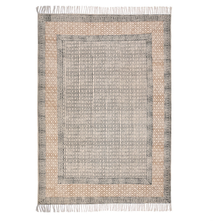 Cotton Washable Rug, Cotton Area Rug, Hand Block Print Rug, Cotton Runner Rug