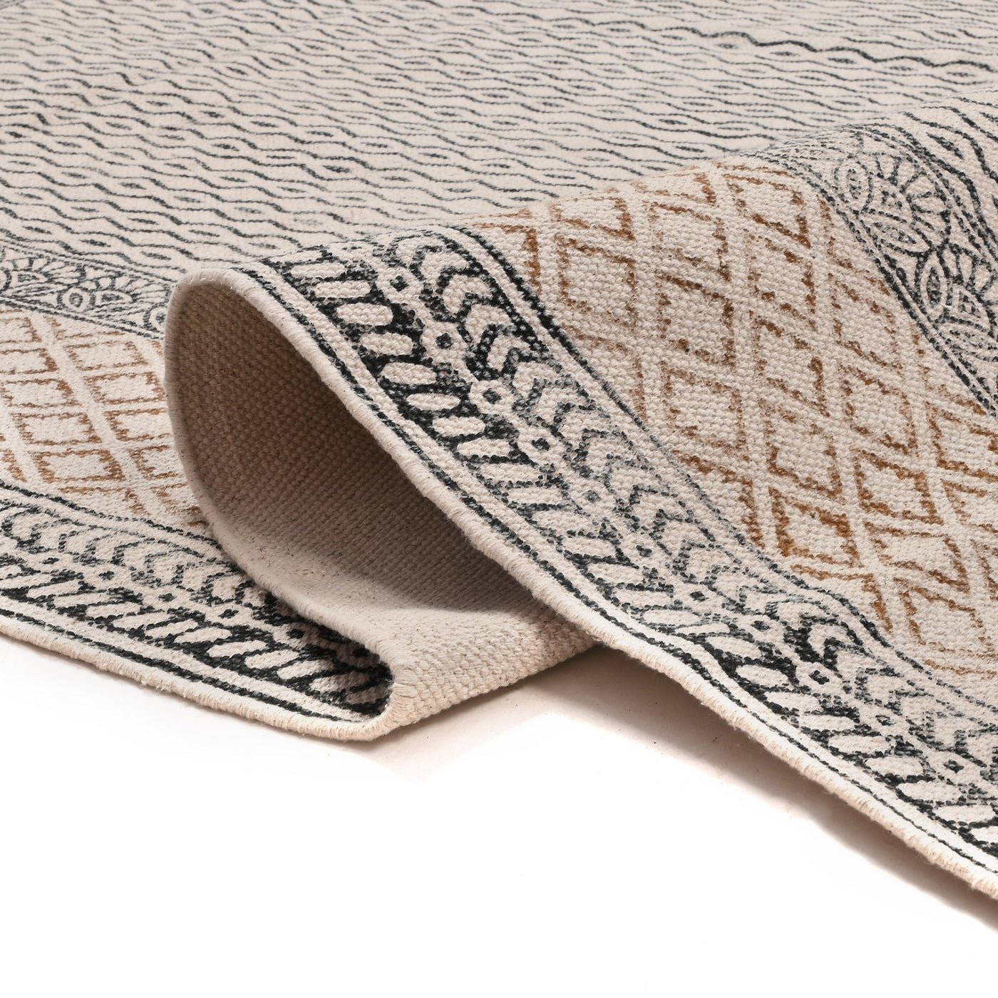 Cotton Washable Rug, Cotton Area Rug, Hand Block Print Rug, Cotton Runner Rug