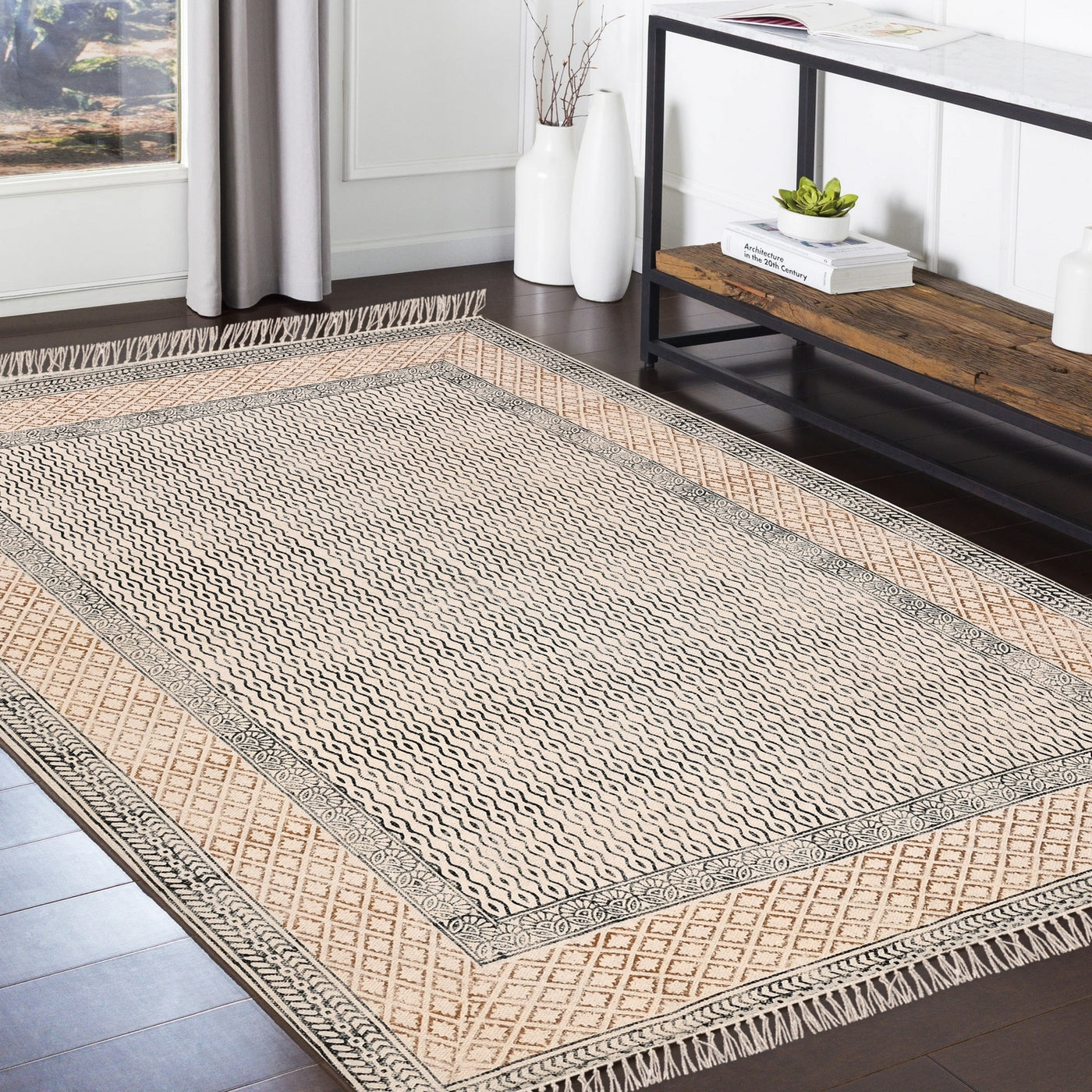 Cotton Washable Rug, Cotton Area Rug, Hand Block Print Rug, Cotton Runner Rug