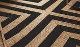 Black Area Rug, Large Jute Rug for Living Room, Zebra Pattern Rug for Bedroom, Jute Doormat
