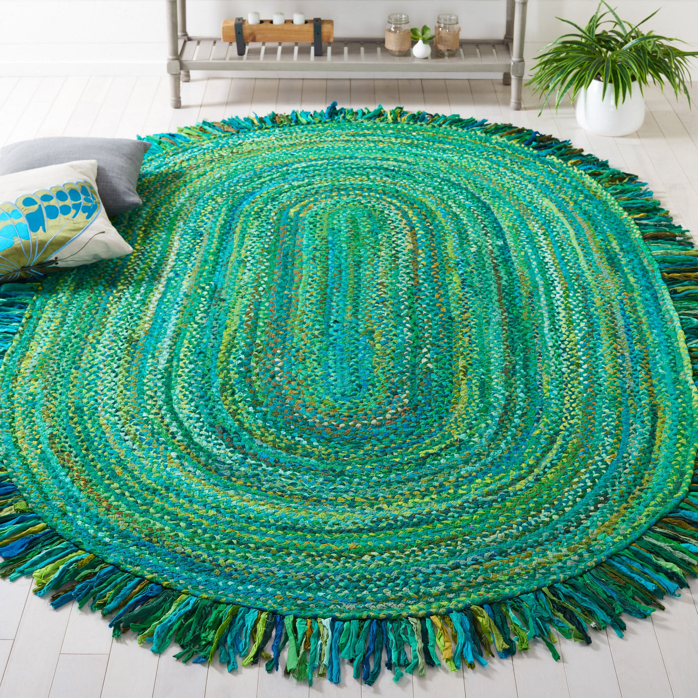 Braided Green Oval Rug Carpet 8'x10' Premium Handmade Oval Rugs 4'x6'