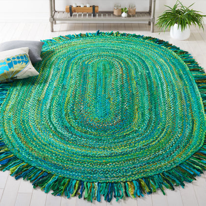Braided Green Oval Rug Carpet 8'x10' Premium Handmade Oval Rugs 4'x6'
