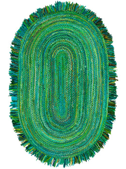 Braided Green Oval Rug Carpet 8'x10' Premium Handmade Oval Rugs 4'x6'