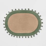 Green Oval Jute Rug Braided Oval Area Rug Hemp Oval Rug for Living Room