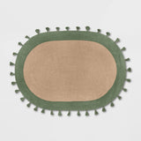 Green Oval Jute Rug Braided Oval Area Rug Hemp Oval Rug for Living Room