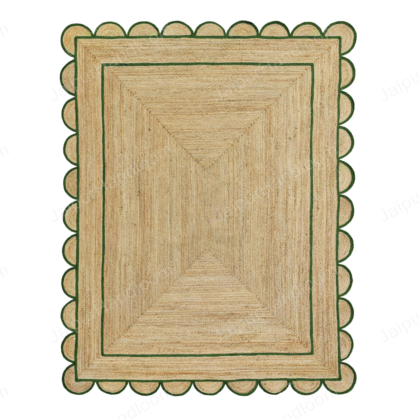 Square Scallop Rug Natural Jute Rug - Scalloped Runner Carpet