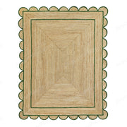 Square Scallop Rug Natural Jute Rug - Scalloped Runner Carpet