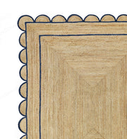 Wavy Edge Scallop Rug Natural Jute Scallop Rug Navy Blue Jute Rug