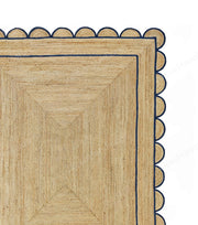 Wavy Edge Scallop Rug Natural Jute Scallop Rug Navy Blue Jute Rug