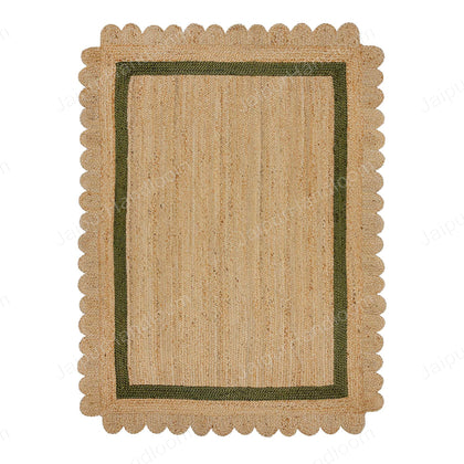 Scalloped Jute Rug 8X10, Scalloped Natural Jute Area Rug 9X12 Feet