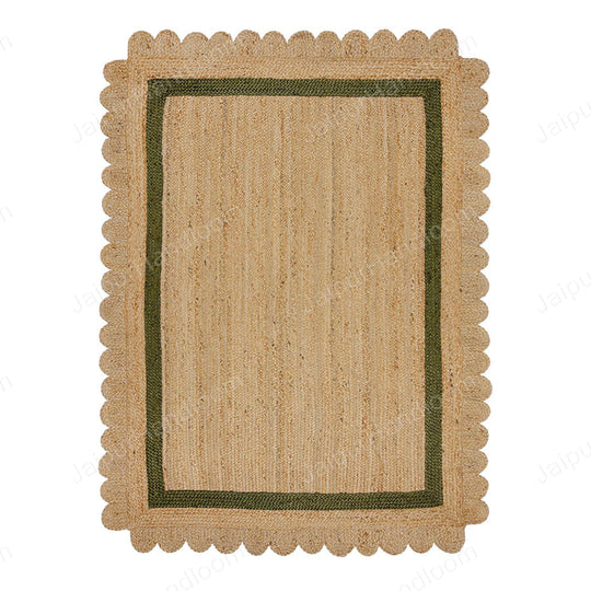 Scalloped Jute Rug 8X10, Scalloped Natural Jute Area Rug 9X12 Feet